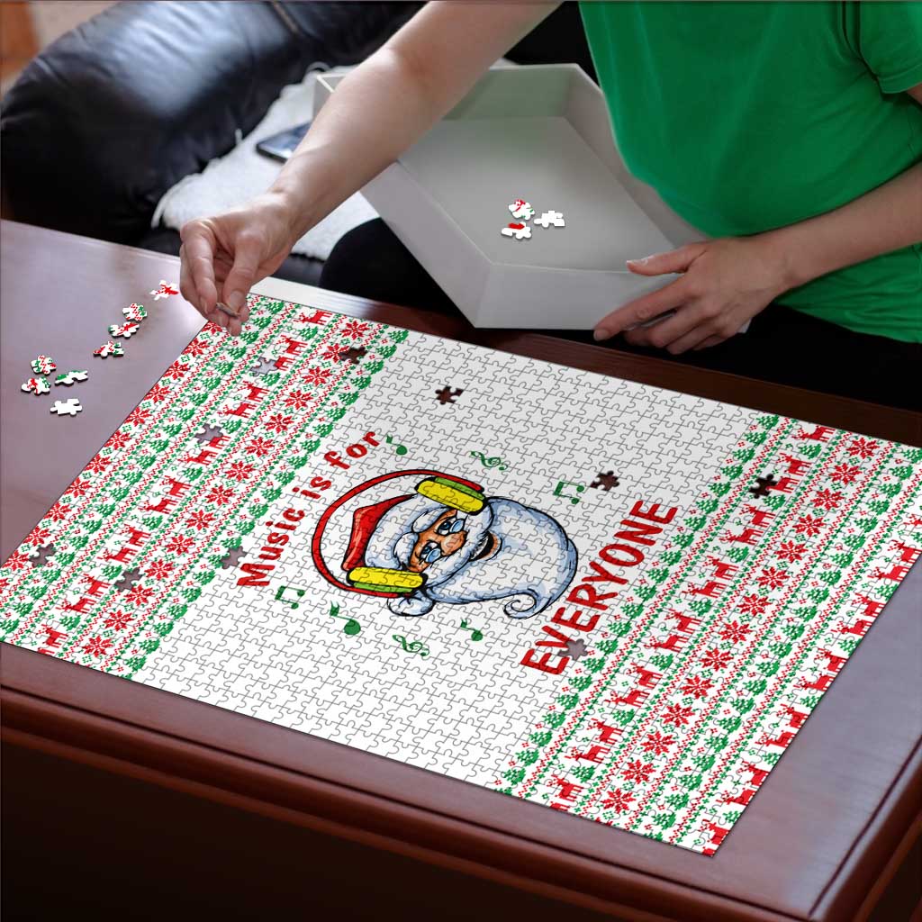 Funny Santa Music Is For Everyone Christmas Puzzle Xmas Holiday Patterns - Wonder Print Shop