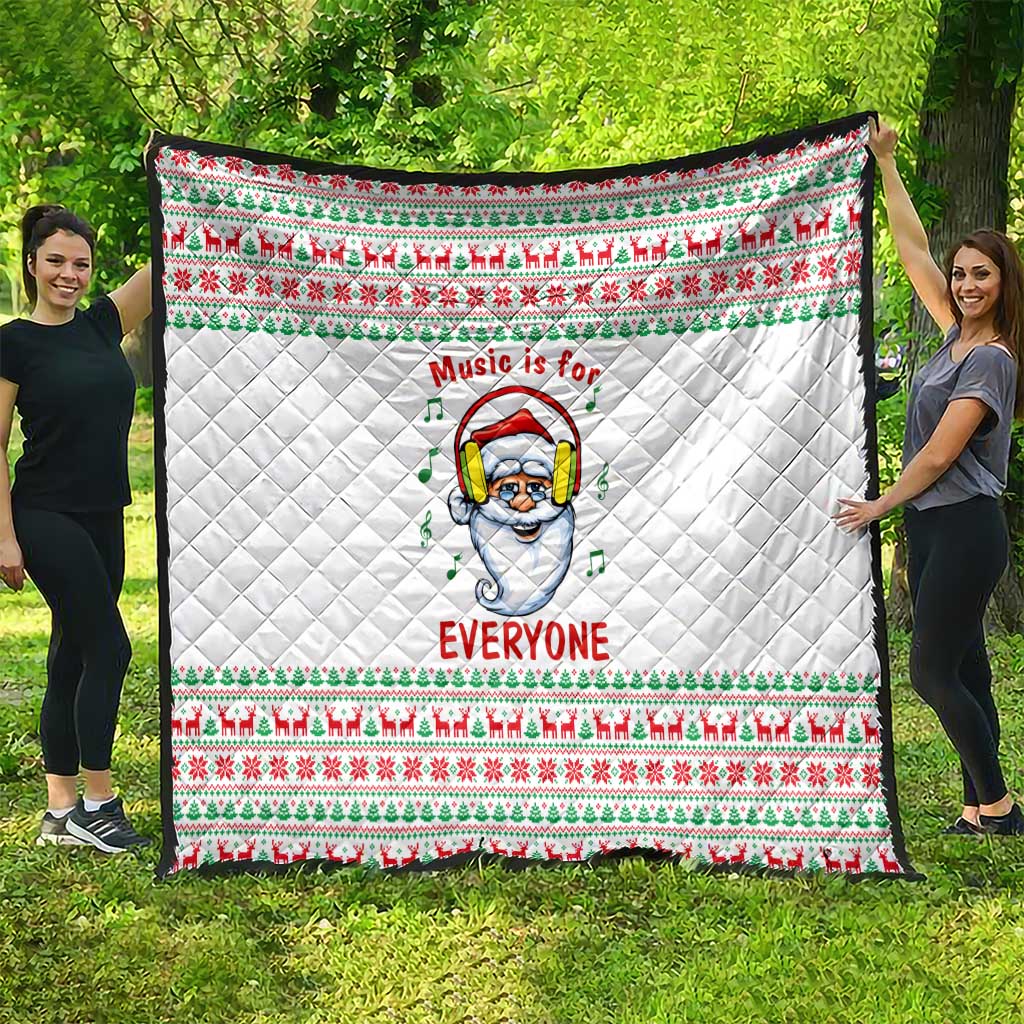 Funny Santa Music Is For Everyone Christmas Quilt Xmas Holiday Patterns - Wonder Print Shop