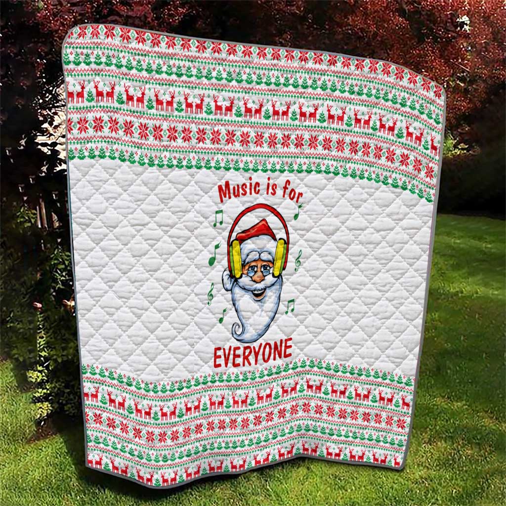 Funny Santa Music Is For Everyone Christmas Quilt Xmas Holiday Patterns - Wonder Print Shop