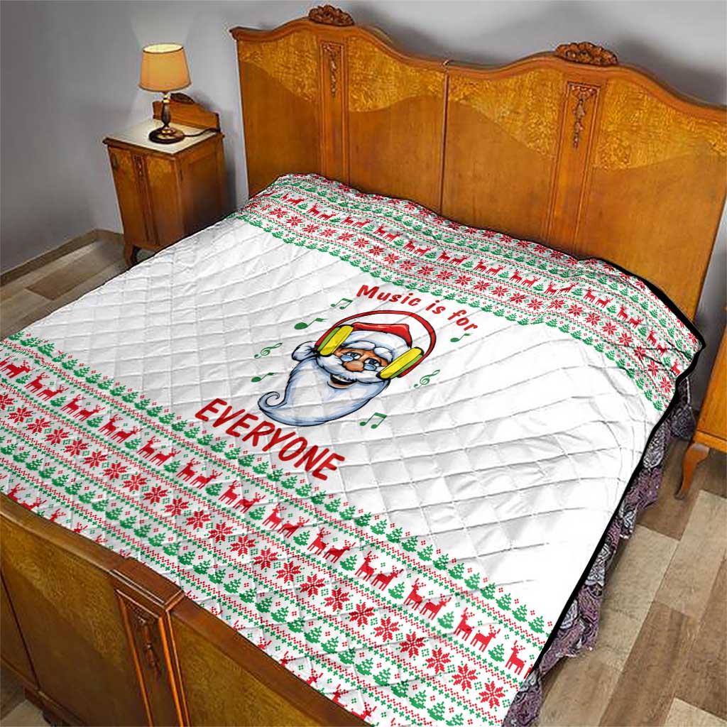 Funny Santa Music Is For Everyone Christmas Quilt Xmas Holiday Patterns - Wonder Print Shop