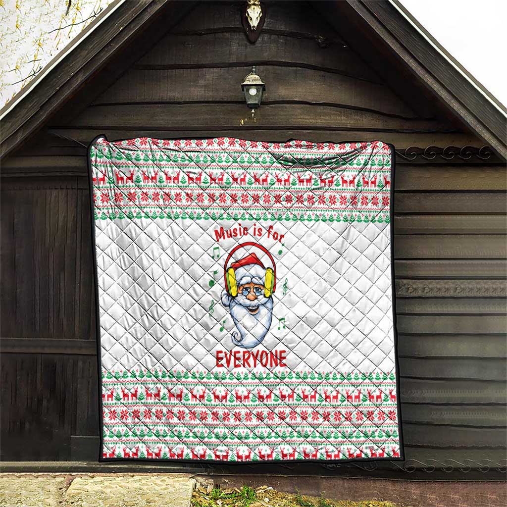 Funny Santa Music Is For Everyone Christmas Quilt Xmas Holiday Patterns - Wonder Print Shop