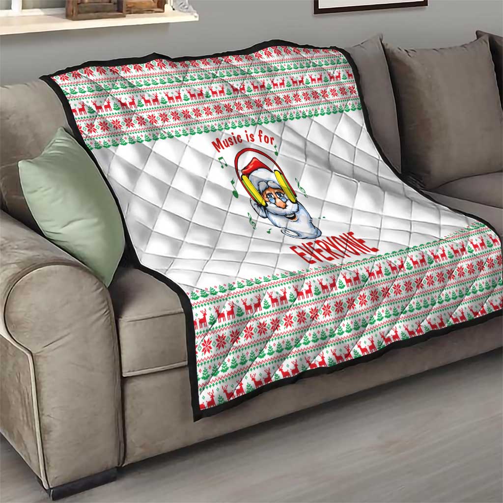 Funny Santa Music Is For Everyone Christmas Quilt Xmas Holiday Patterns - Wonder Print Shop
