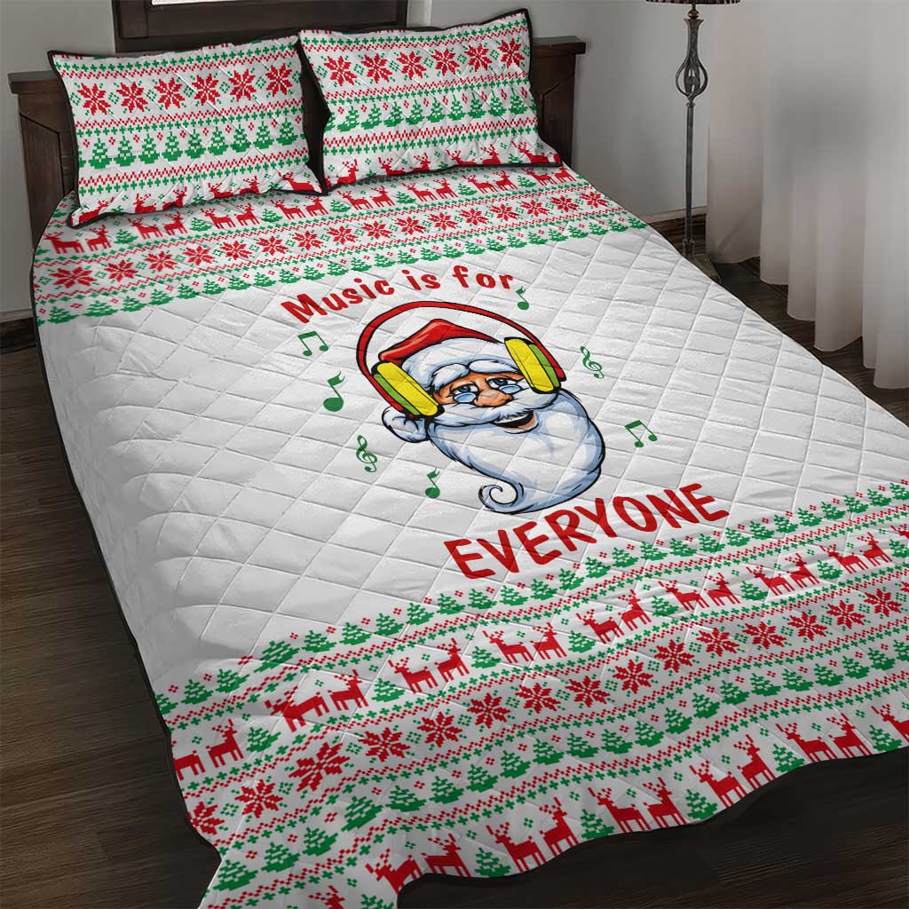 Funny Santa Music Is For Everyone Christmas Quilt Bed Set Xmas Holiday Patterns - Wonder Print Shop