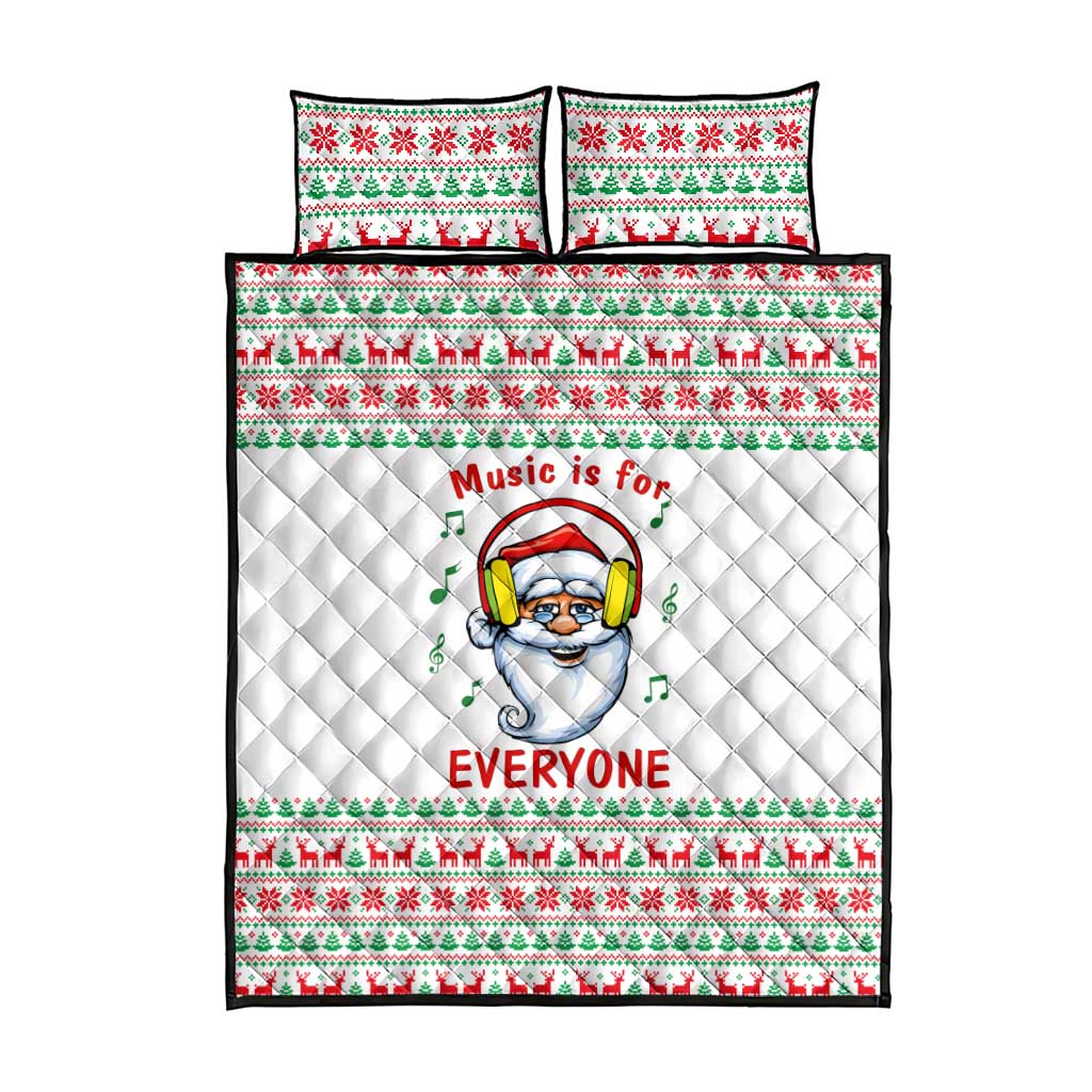 Funny Santa Music Is For Everyone Christmas Quilt Bed Set Xmas Holiday Patterns - Wonder Print Shop