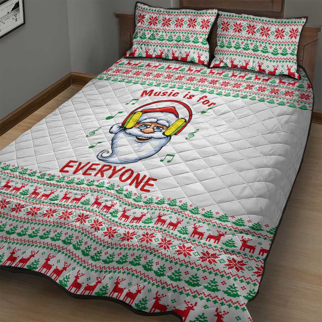 Funny Santa Music Is For Everyone Christmas Quilt Bed Set Xmas Holiday Patterns - Wonder Print Shop