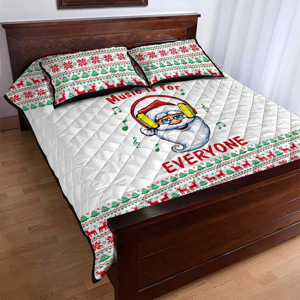 Funny Santa Music Is For Everyone Christmas Quilt Bed Set Xmas Holiday Patterns - Wonder Print Shop
