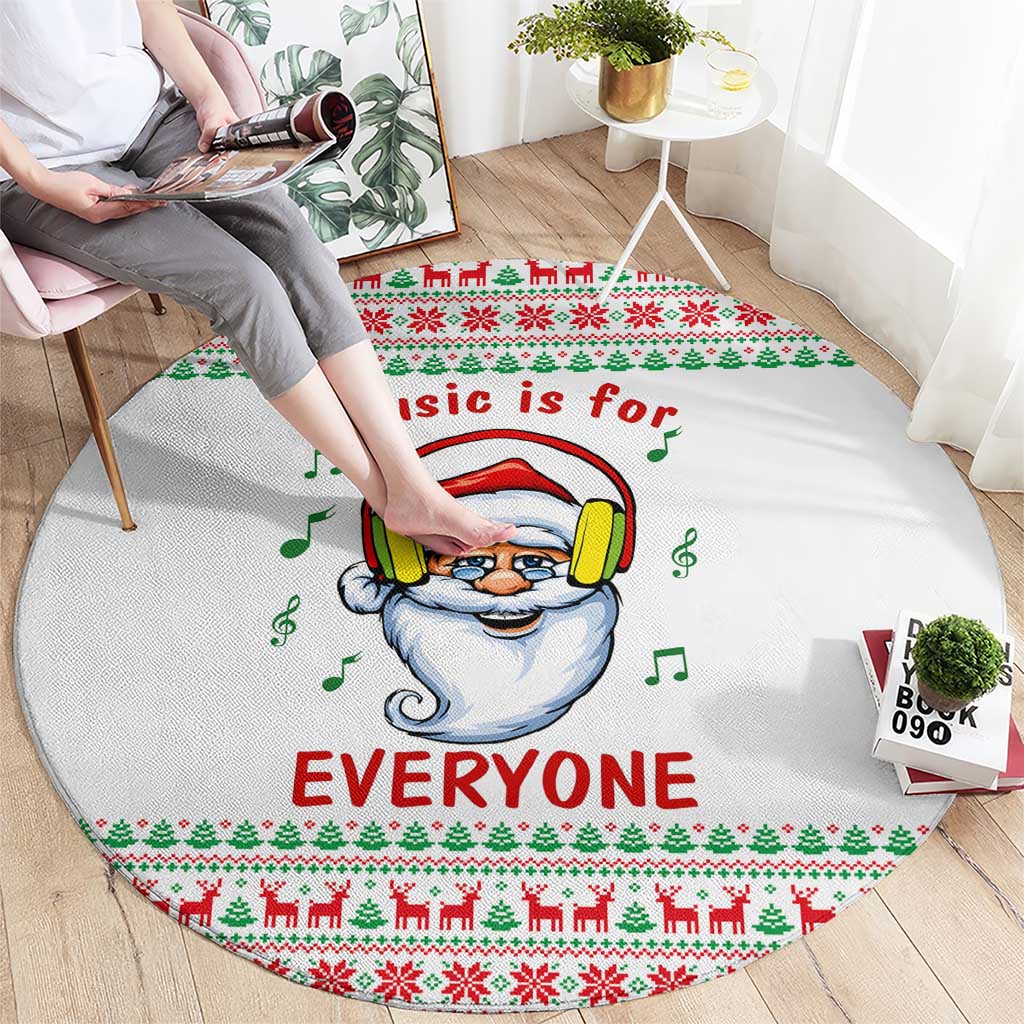 Funny Santa Music Is For Everyone Christmas Round Carpet Xmas Holiday Patterns - Wonder Print Shop