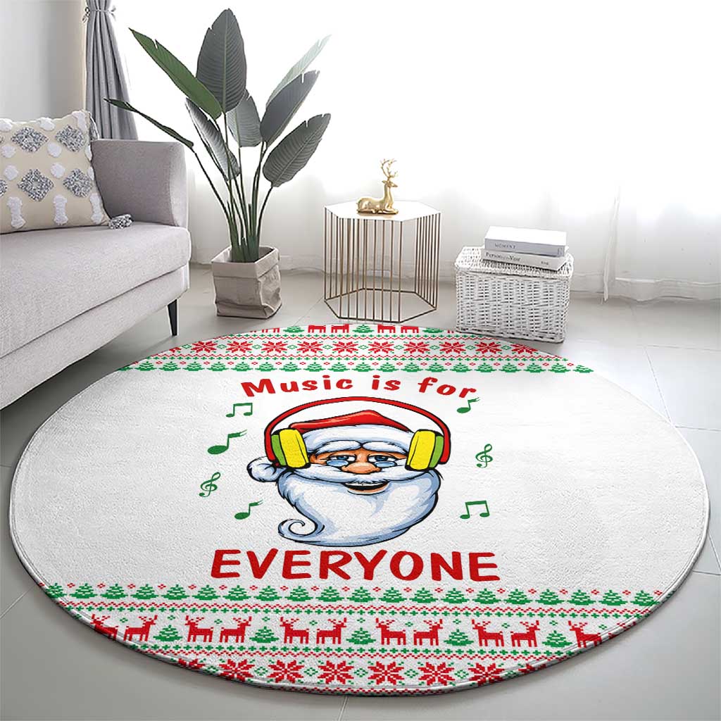 Funny Santa Music Is For Everyone Christmas Round Carpet Xmas Holiday Patterns - Wonder Print Shop