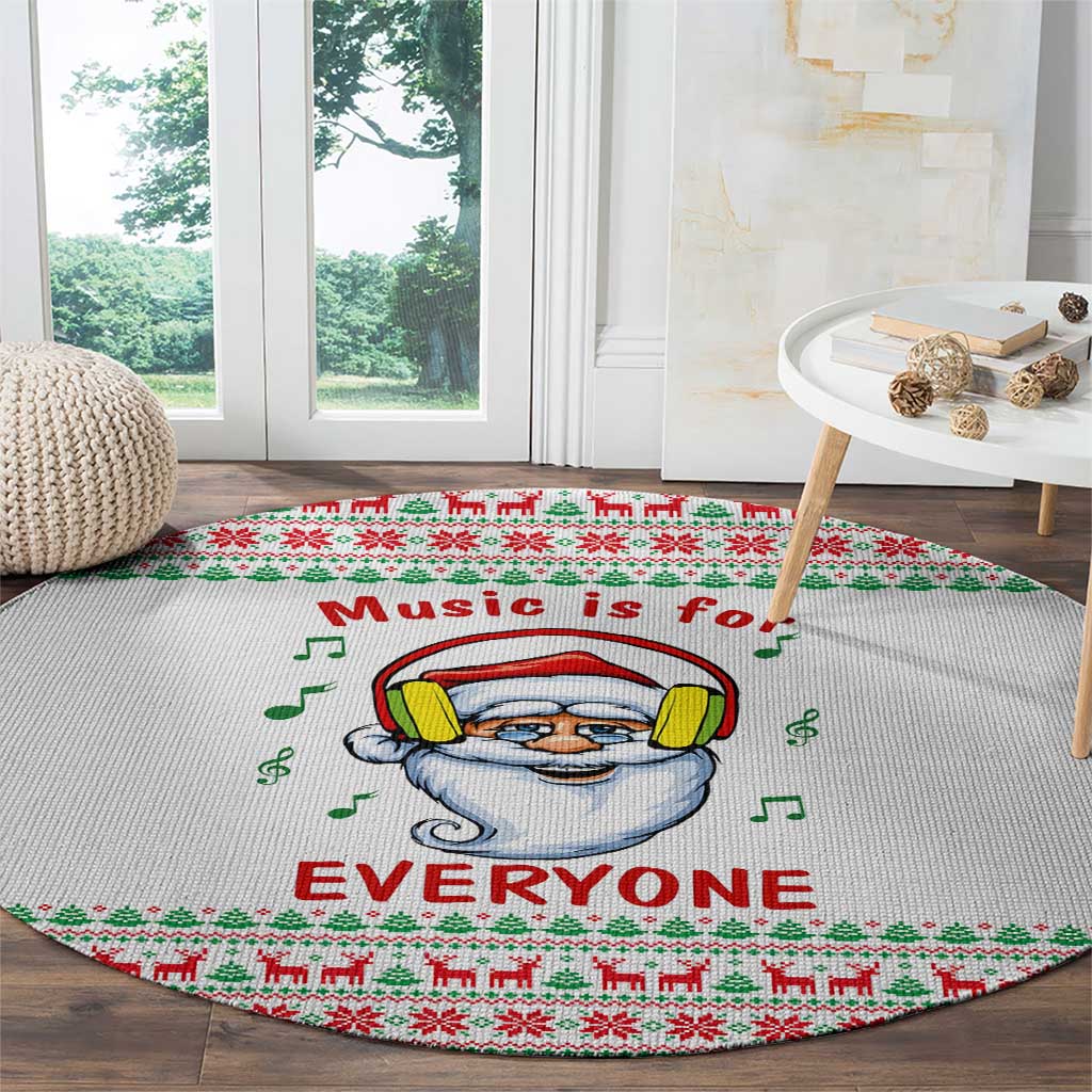 Funny Santa Music Is For Everyone Christmas Round Carpet Xmas Holiday Patterns - Wonder Print Shop
