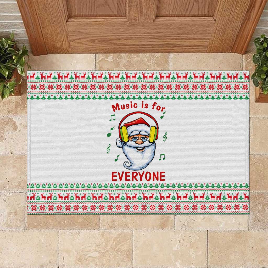 Funny Santa Music Is For Everyone Christmas Rubber Doormat Xmas Holiday Patterns - Wonder Print Shop