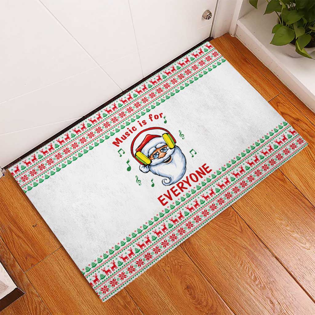 Funny Santa Music Is For Everyone Christmas Rubber Doormat Xmas Holiday Patterns - Wonder Print Shop