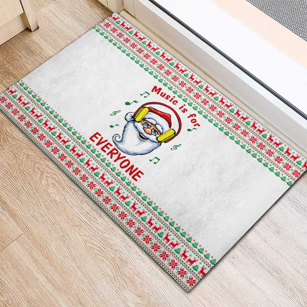 Funny Santa Music Is For Everyone Christmas Rubber Doormat Xmas Holiday Patterns - Wonder Print Shop