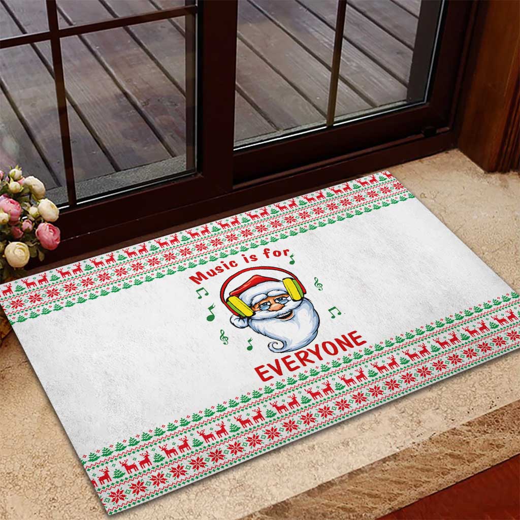 Funny Santa Music Is For Everyone Christmas Rubber Doormat Xmas Holiday Patterns - Wonder Print Shop