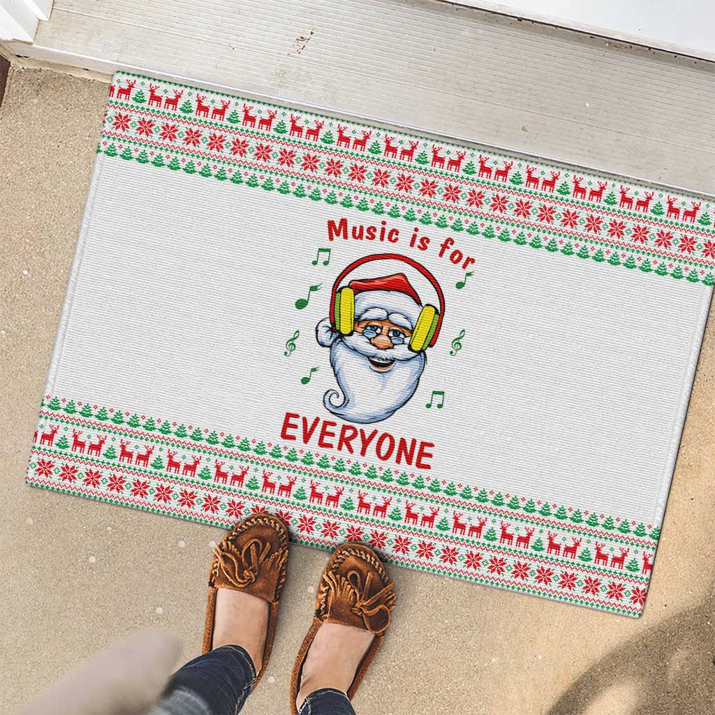 Funny Santa Music Is For Everyone Christmas Rubber Doormat Xmas Holiday Patterns - Wonder Print Shop