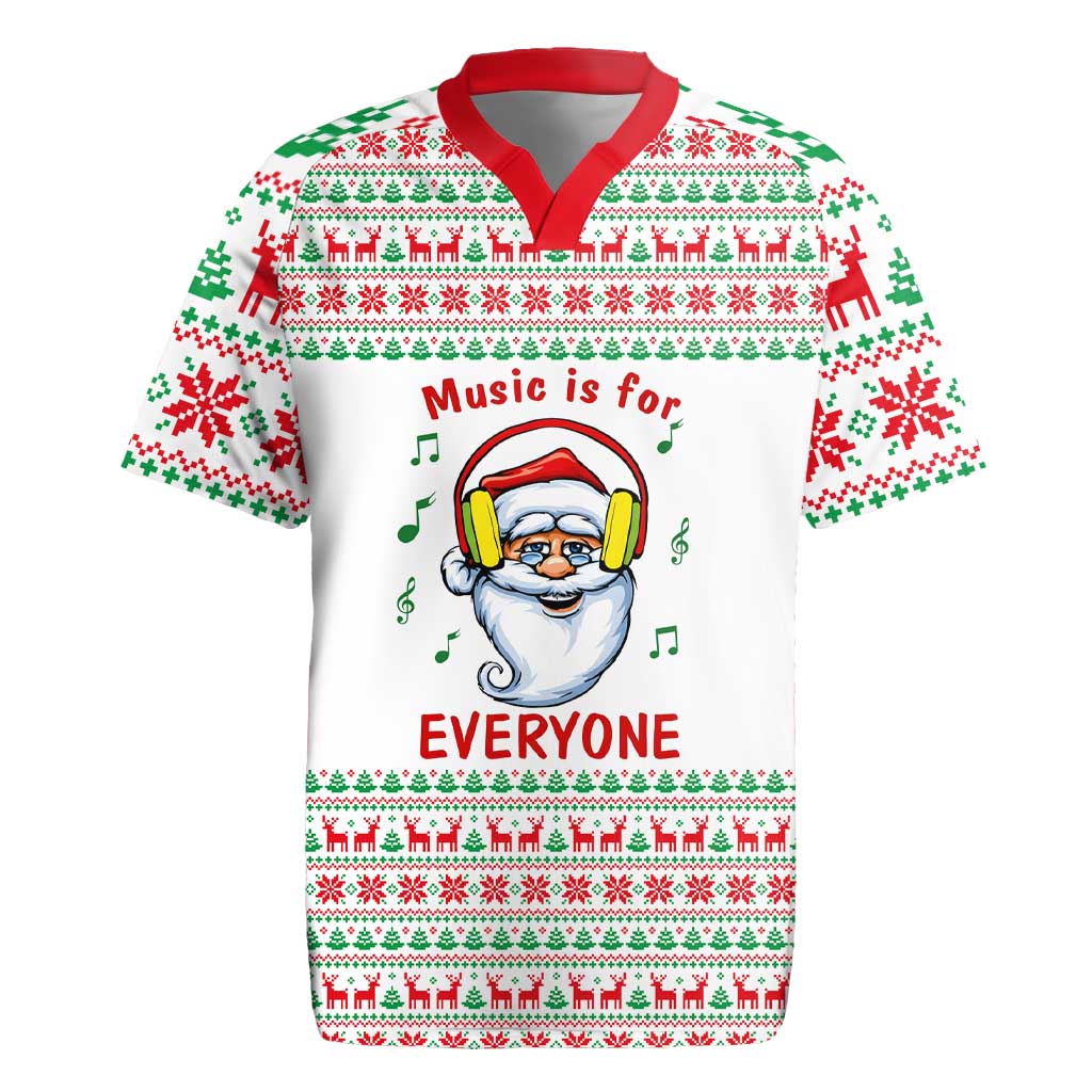 Funny Santa Music Is For Everyone Christmas Rugby Jersey Xmas Holiday Patterns - Wonder Print Shop
