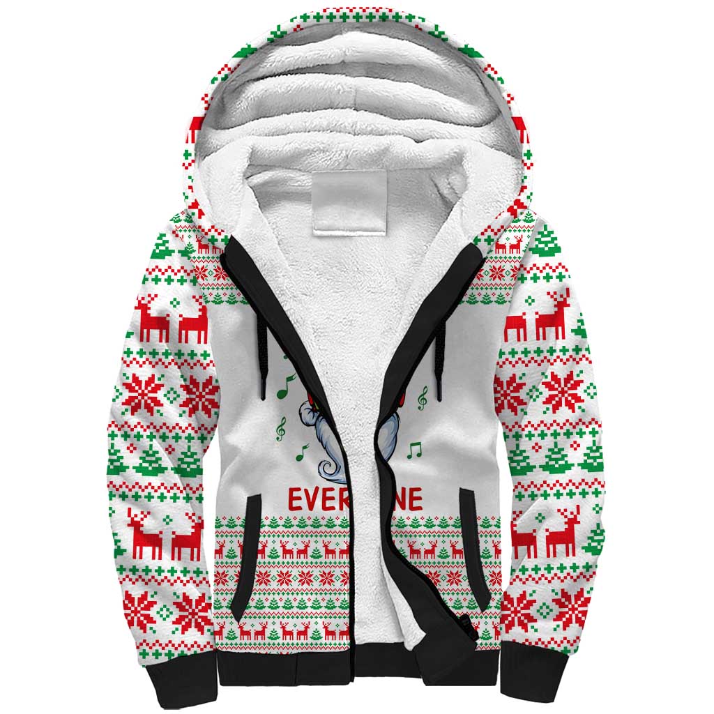 Funny Santa Music Is For Everyone Christmas Sherpa Hoodie Xmas Holiday Patterns - Wonder Print Shop