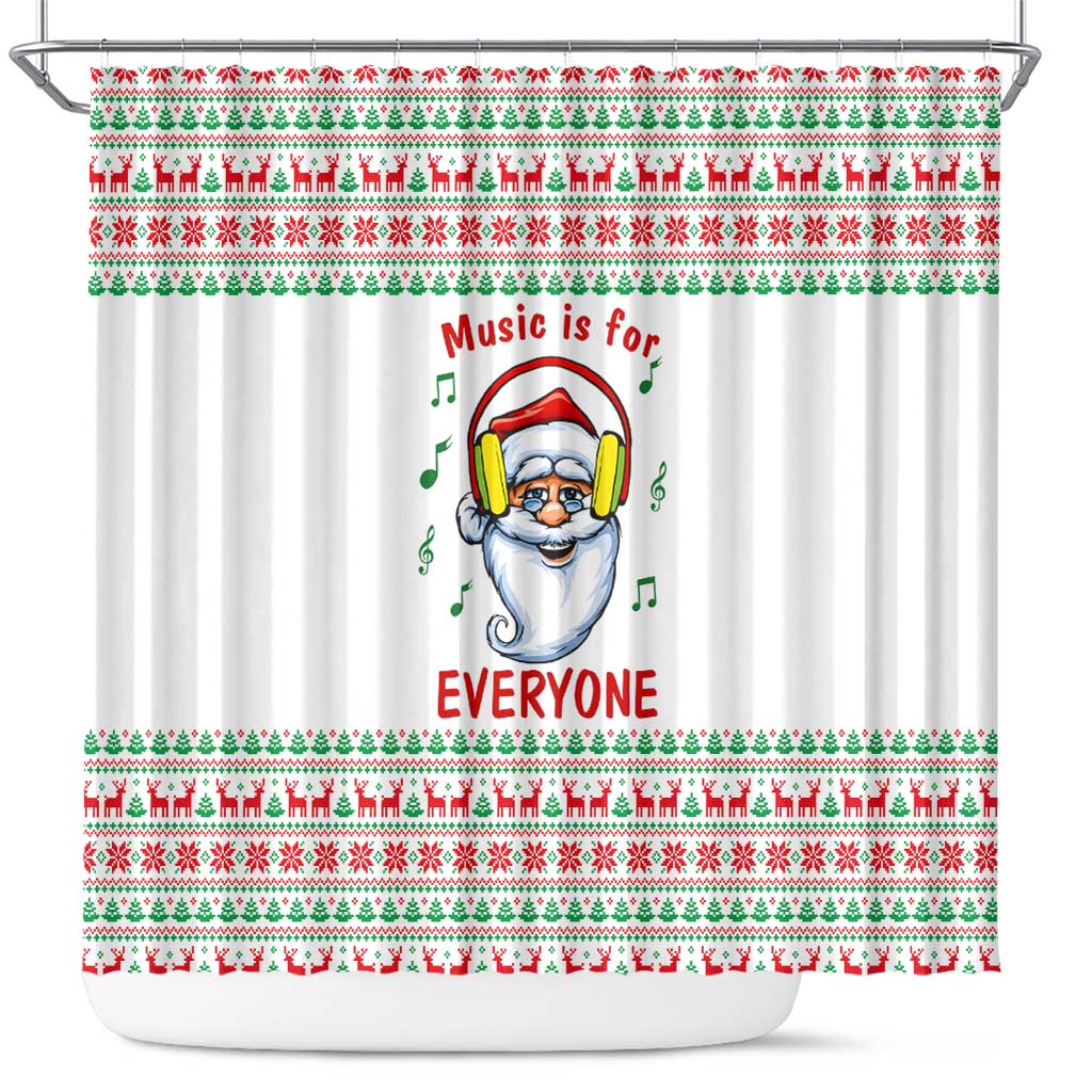 Funny Santa Music Is For Everyone Christmas Shower Curtain Xmas Holiday Patterns - Wonder Print Shop