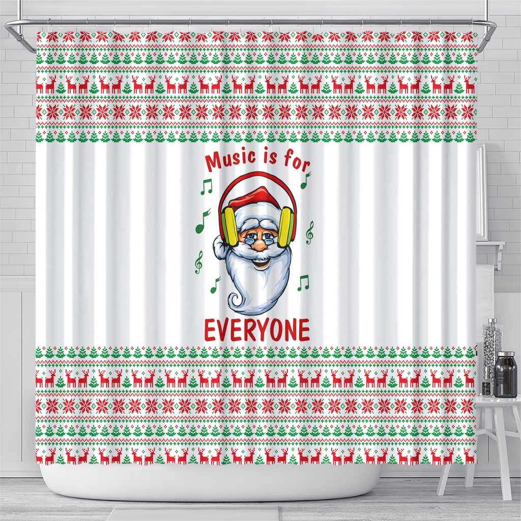 Funny Santa Music Is For Everyone Christmas Shower Curtain Xmas Holiday Patterns - Wonder Print Shop
