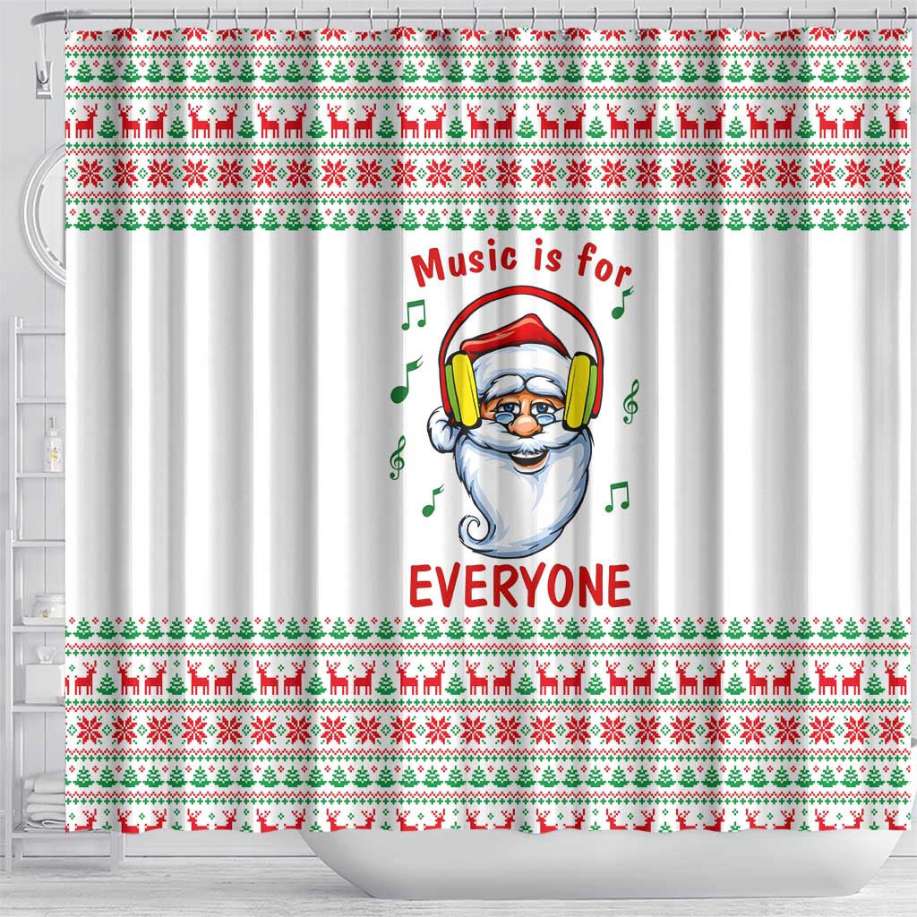 Funny Santa Music Is For Everyone Christmas Shower Curtain Xmas Holiday Patterns - Wonder Print Shop
