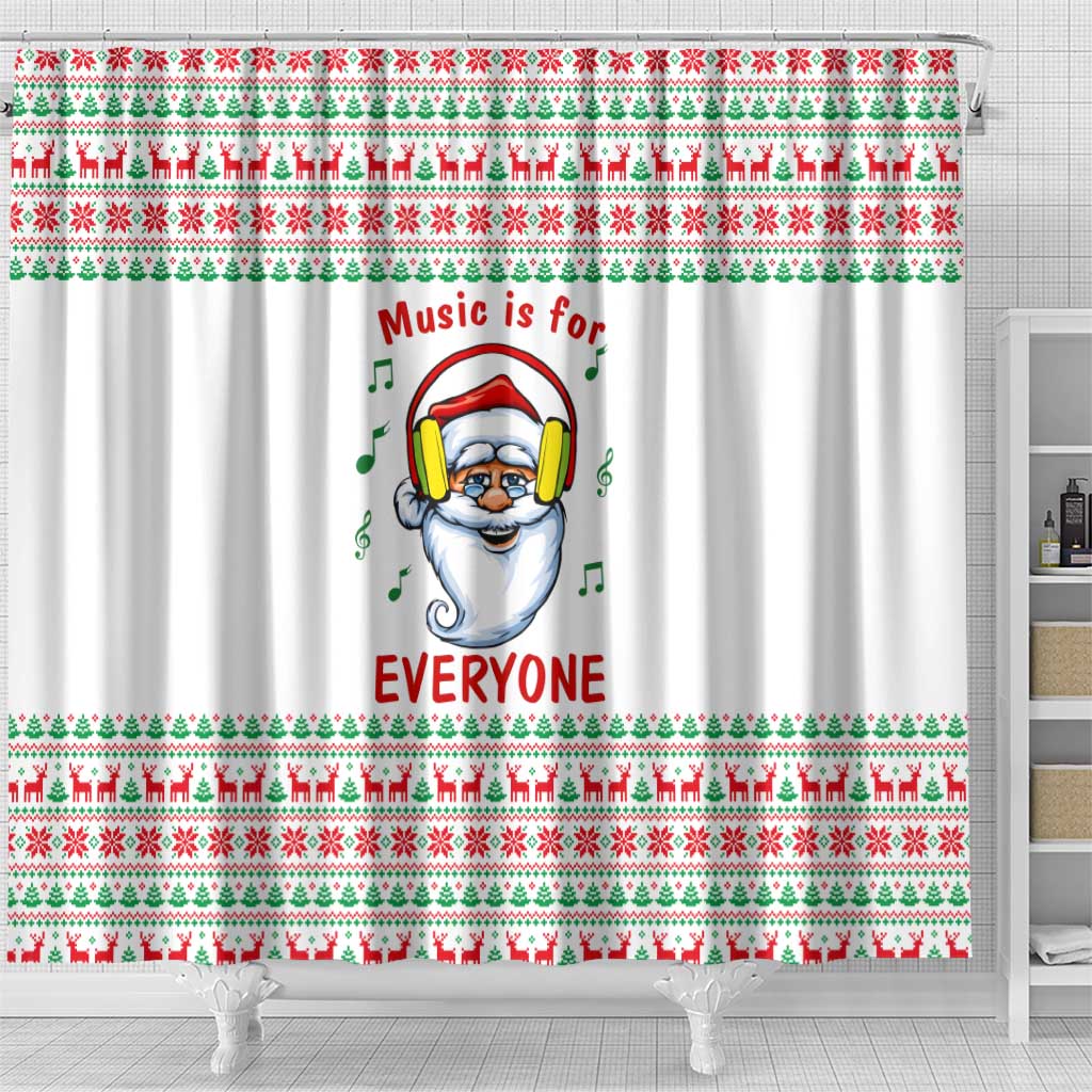 Funny Santa Music Is For Everyone Christmas Shower Curtain Xmas Holiday Patterns - Wonder Print Shop