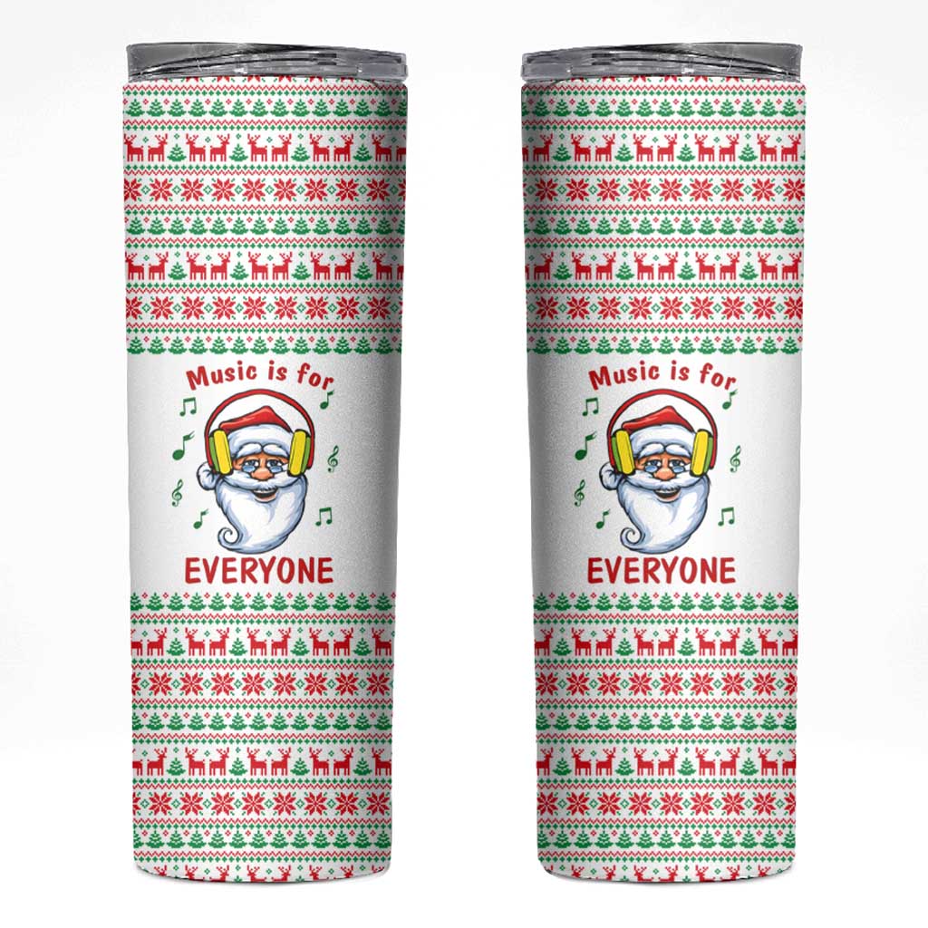 Funny Santa Music Is For Everyone Christmas Skinny Tumbler Xmas Holiday Patterns - Wonder Print Shop