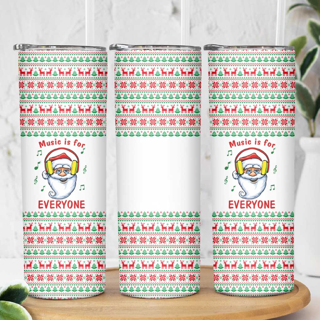 Funny Santa Music Is For Everyone Christmas Skinny Tumbler Xmas Holiday Patterns - Wonder Print Shop