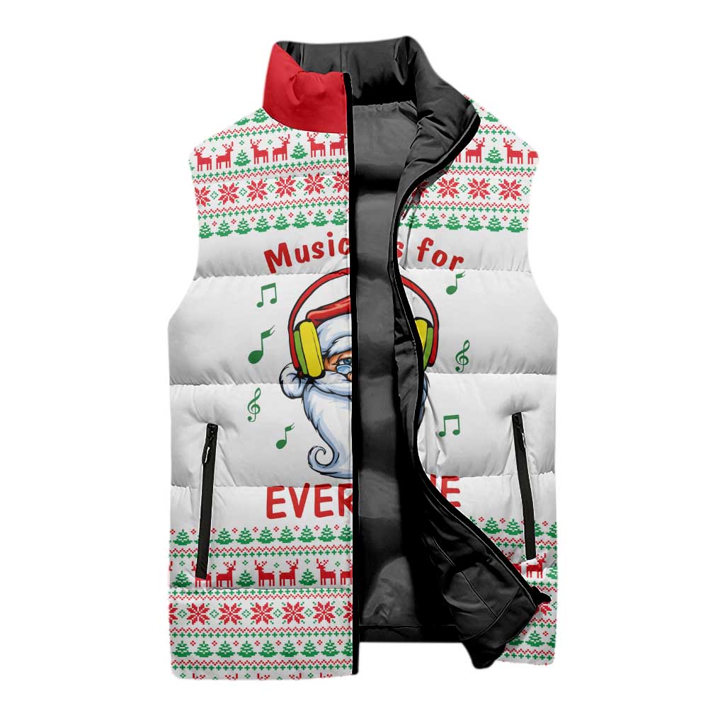 Funny Santa Music Is For Everyone Christmas Sleeveless Puffer Jacket Xmas Holiday Patterns - Wonder Print Shop