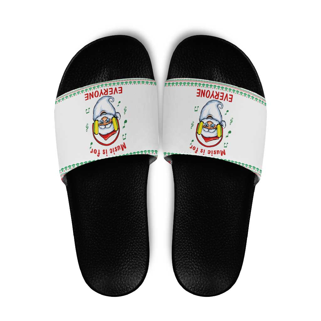 Funny Santa Music Is For Everyone Christmas Slide Sandals Xmas Holiday Patterns - Wonder Print Shop