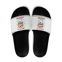 Funny Santa Music Is For Everyone Christmas Slide Sandals Xmas Holiday Patterns - Wonder Print Shop