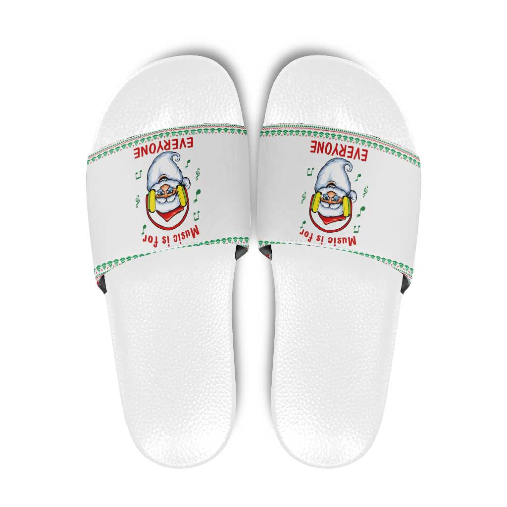 Funny Santa Music Is For Everyone Christmas Slide Sandals Xmas Holiday Patterns - Wonder Print Shop