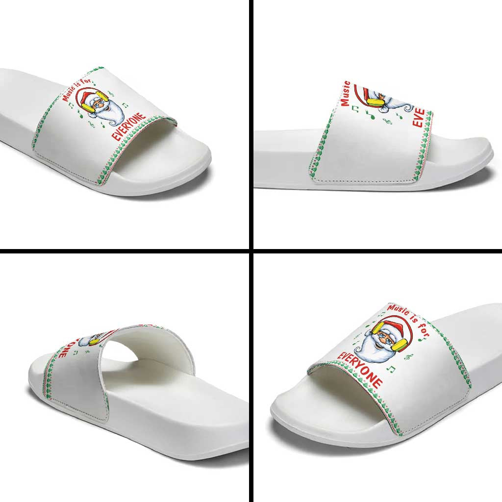 Funny Santa Music Is For Everyone Christmas Slide Sandals Xmas Holiday Patterns - Wonder Print Shop