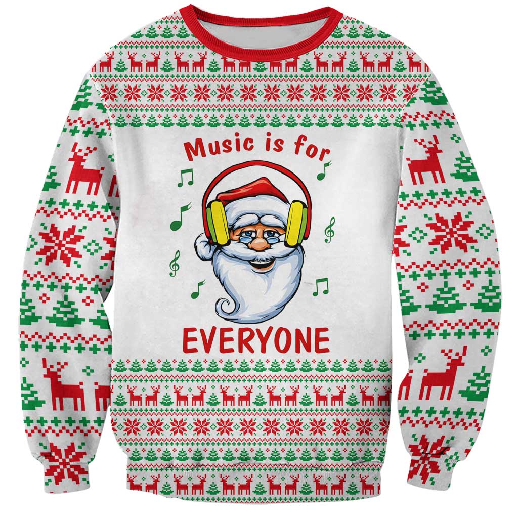 Funny Santa Music Is For Everyone Christmas Sweatshirt Xmas Holiday Patterns - Wonder Print Shop