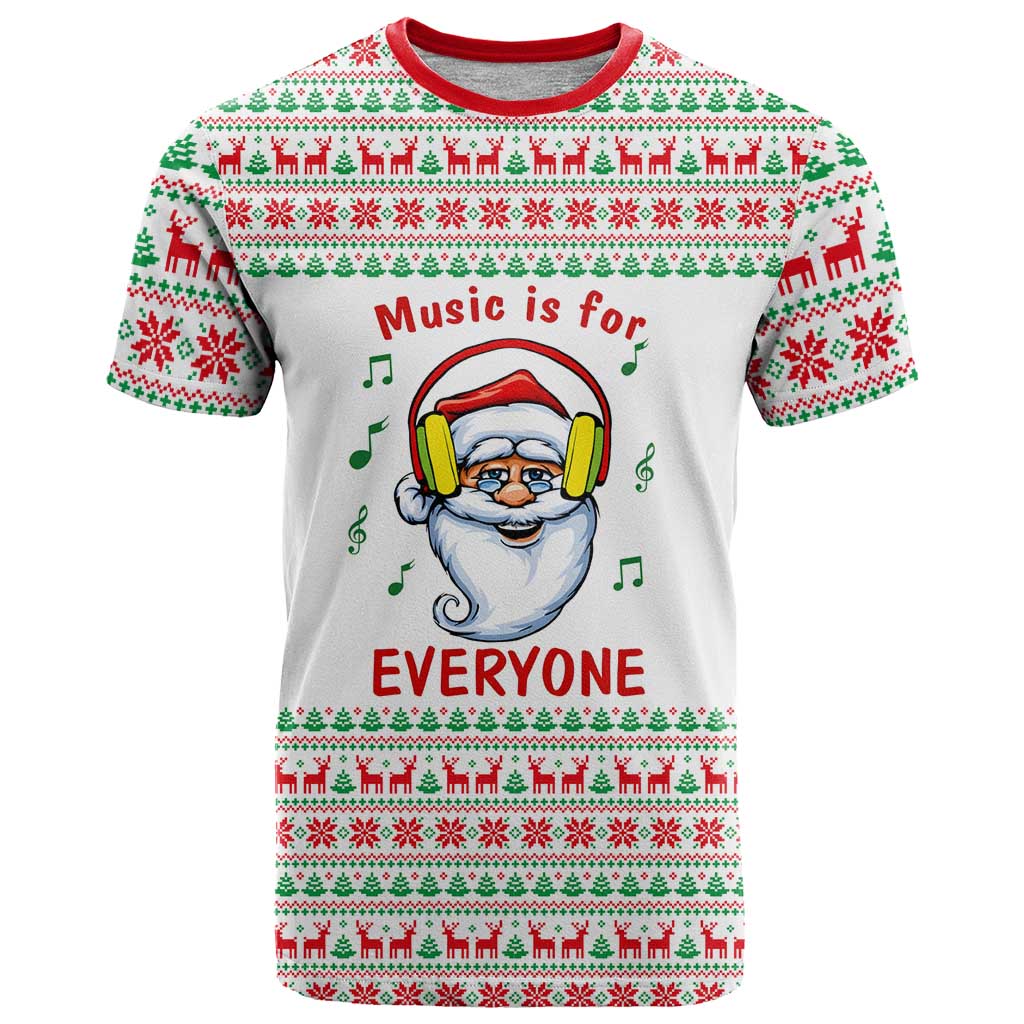 Funny Santa Music Is For Everyone Christmas T Shirt Xmas Holiday Patterns - Wonder Print Shop