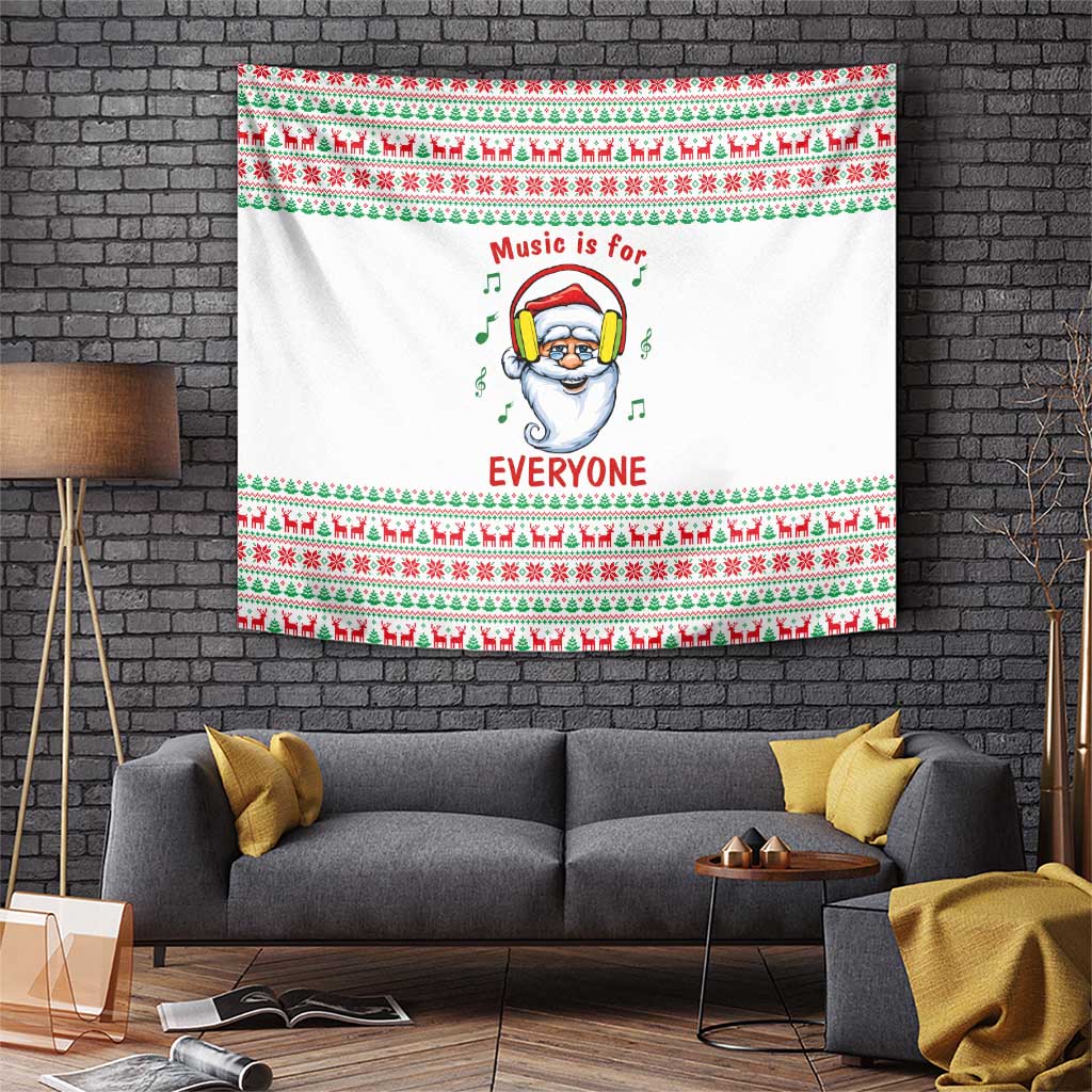 Funny Santa Music Is For Everyone Christmas Tapestry Xmas Holiday Patterns - Wonder Print Shop