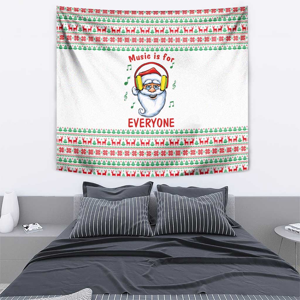 Funny Santa Music Is For Everyone Christmas Tapestry Xmas Holiday Patterns - Wonder Print Shop