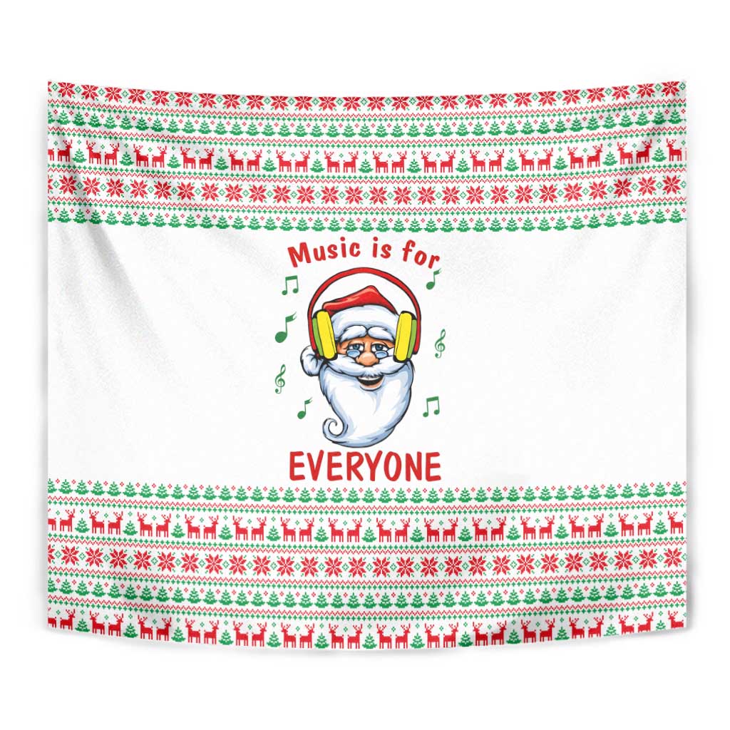 Funny Santa Music Is For Everyone Christmas Tapestry Xmas Holiday Patterns - Wonder Print Shop