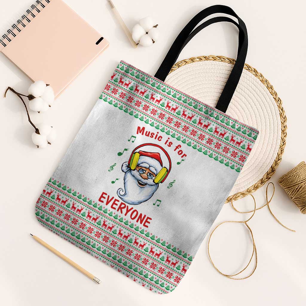 Funny Santa Music Is For Everyone Christmas Tote Bag Xmas Holiday Patterns - Wonder Print Shop