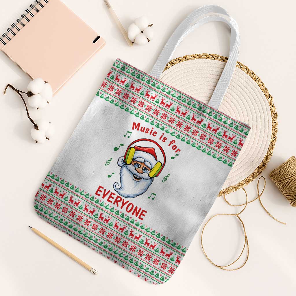 Funny Santa Music Is For Everyone Christmas Tote Bag Xmas Holiday Patterns - Wonder Print Shop