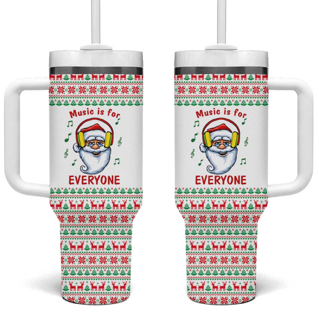 Funny Santa Music Is For Everyone Christmas Tumbler With Handle Xmas Holiday Patterns - Wonder Print Shop