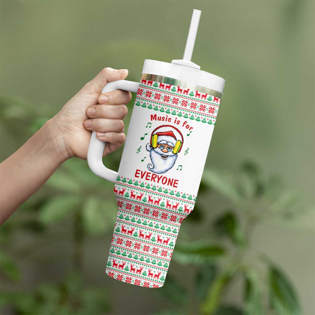 Funny Santa Music Is For Everyone Christmas Tumbler With Handle Xmas Holiday Patterns - Wonder Print Shop