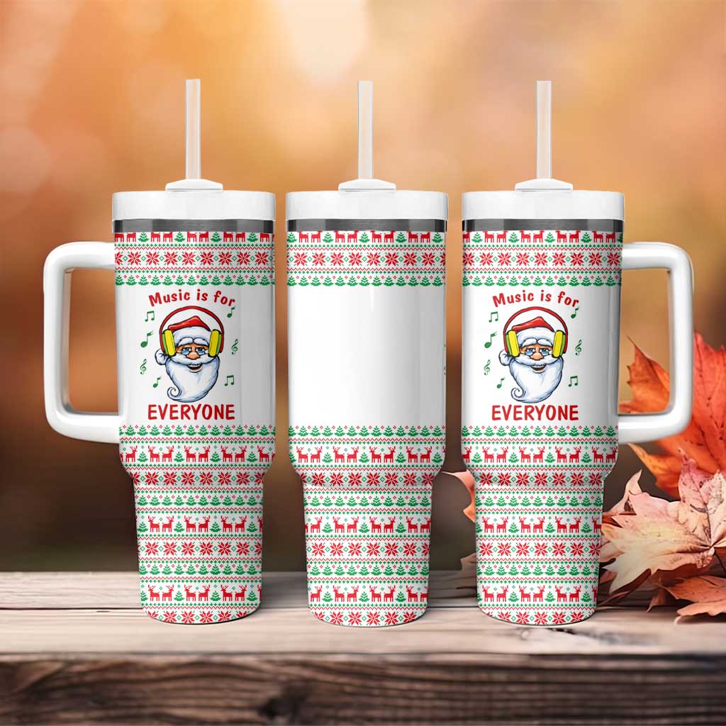 Funny Santa Music Is For Everyone Christmas Tumbler With Handle Xmas Holiday Patterns - Wonder Print Shop