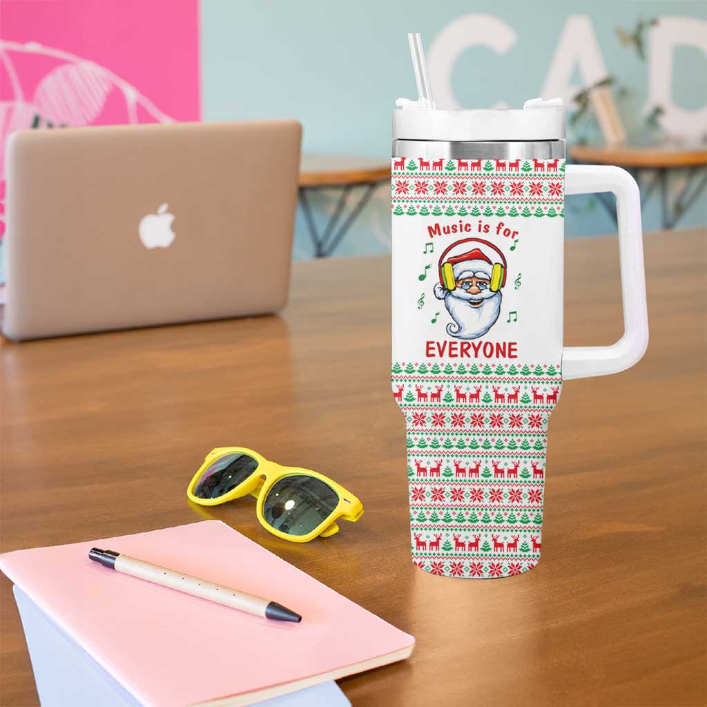 Funny Santa Music Is For Everyone Christmas Tumbler With Handle Xmas Holiday Patterns - Wonder Print Shop