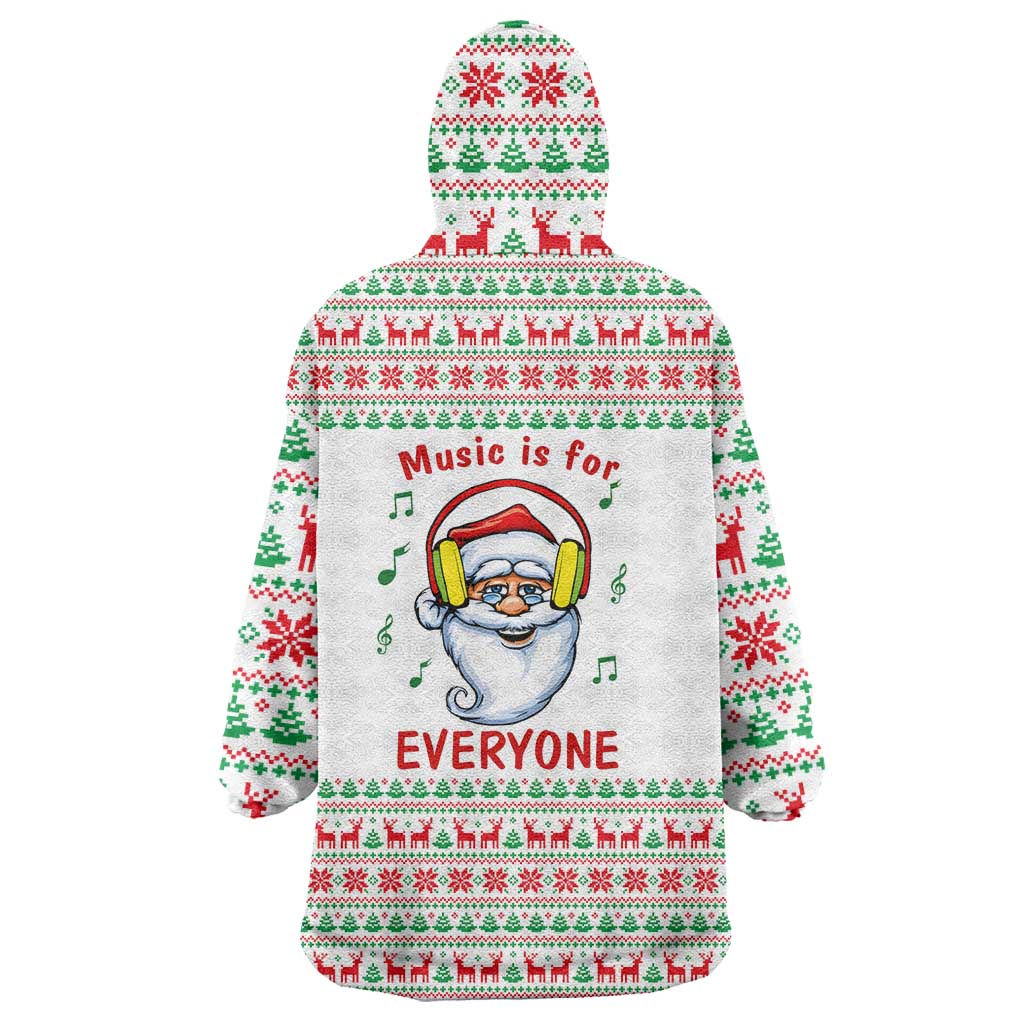 Funny Santa Music Is For Everyone Christmas Wearable Blanket Hoodie Xmas Holiday Patterns - Wonder Print Shop