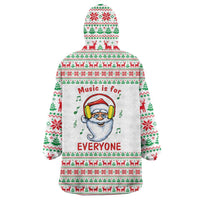 Funny Santa Music Is For Everyone Christmas Wearable Blanket Hoodie Xmas Holiday Patterns - Wonder Print Shop