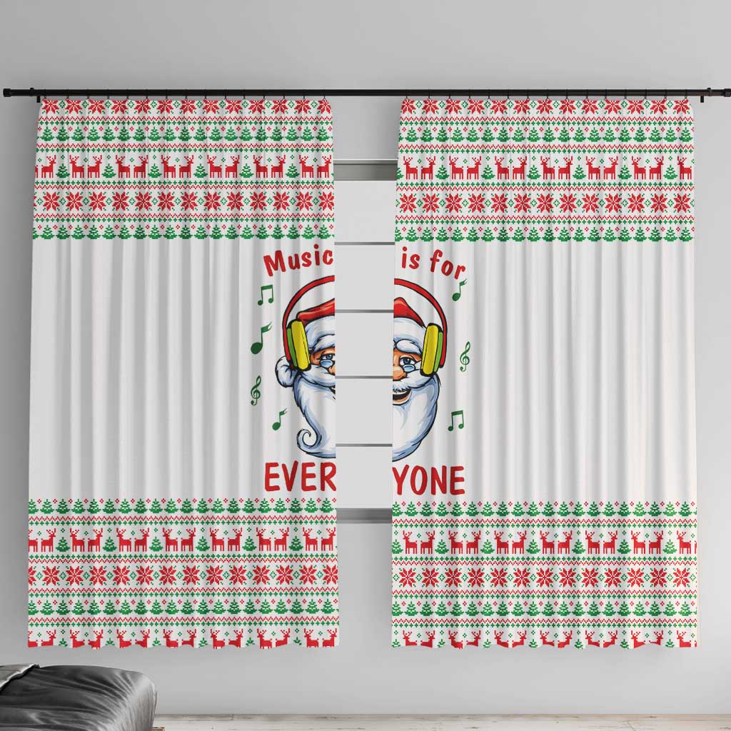 Funny Santa Music Is For Everyone Christmas Window Curtain Xmas Holiday Patterns - Wonder Print Shop