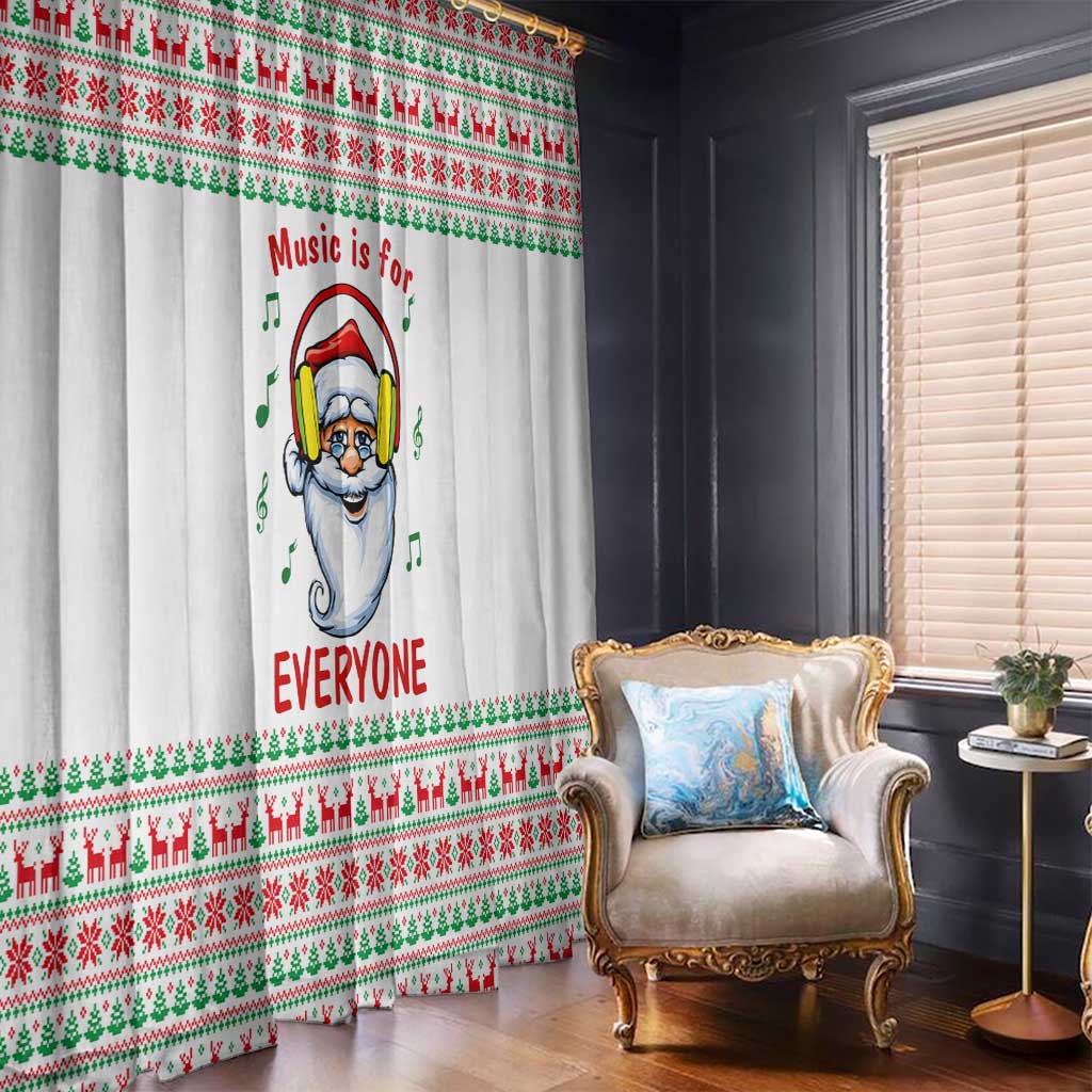 Funny Santa Music Is For Everyone Christmas Window Curtain Xmas Holiday Patterns - Wonder Print Shop
