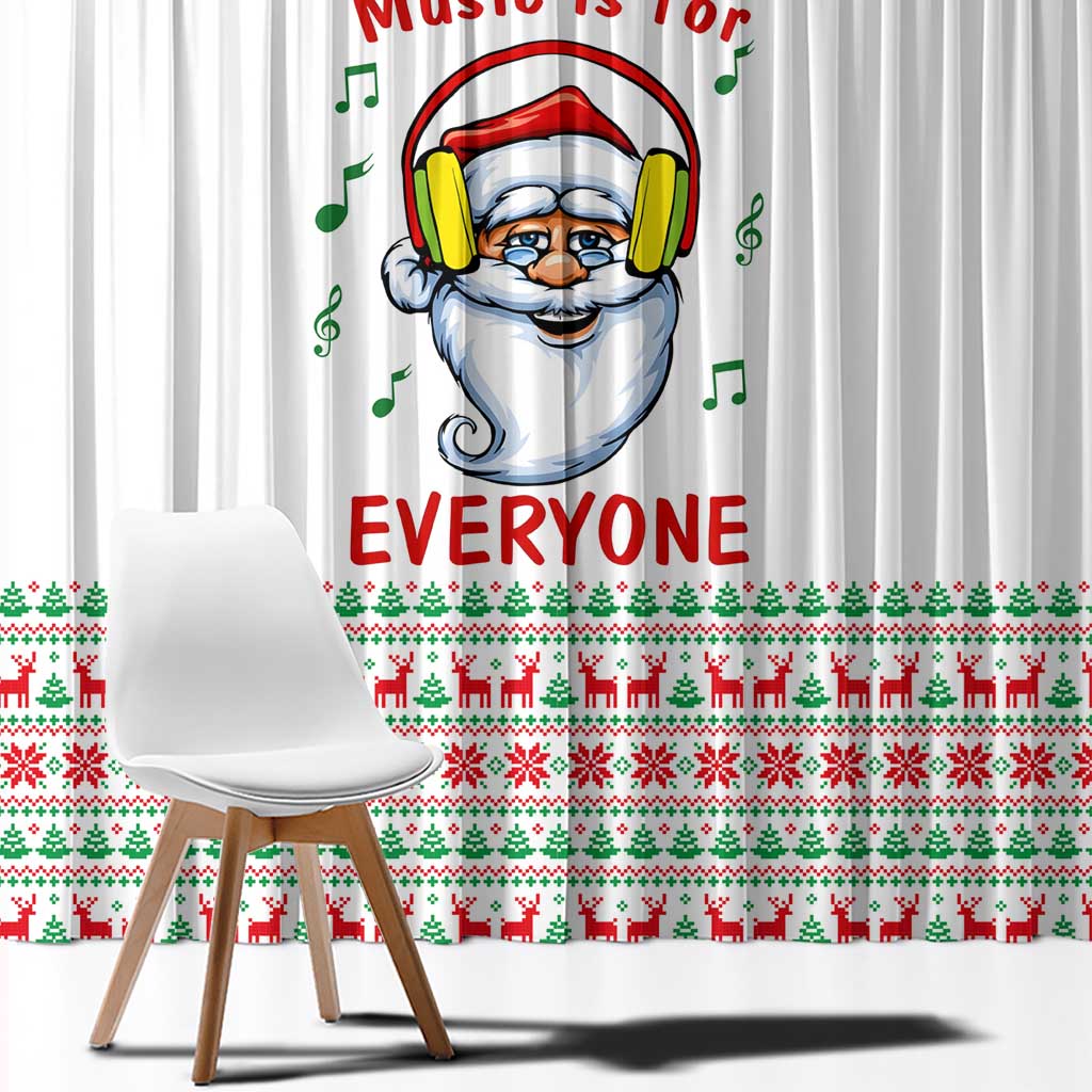 Funny Santa Music Is For Everyone Christmas Window Curtain Xmas Holiday Patterns - Wonder Print Shop