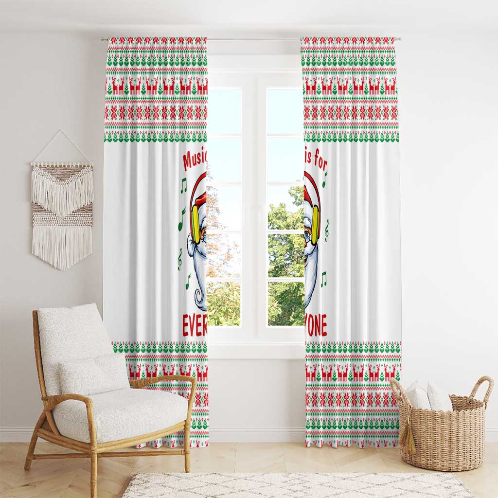 Funny Santa Music Is For Everyone Christmas Window Curtain Xmas Holiday Patterns - Wonder Print Shop