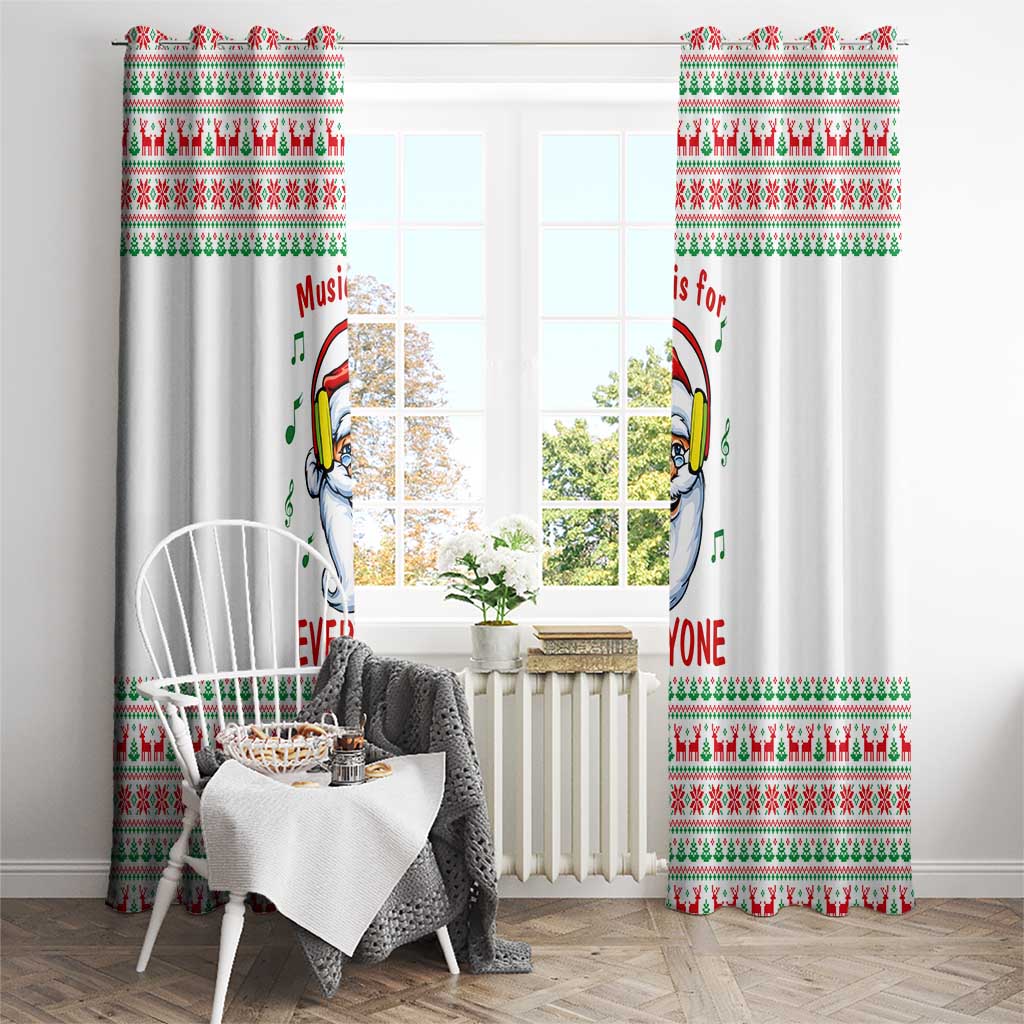 Funny Santa Music Is For Everyone Christmas Window Curtain Xmas Holiday Patterns - Wonder Print Shop