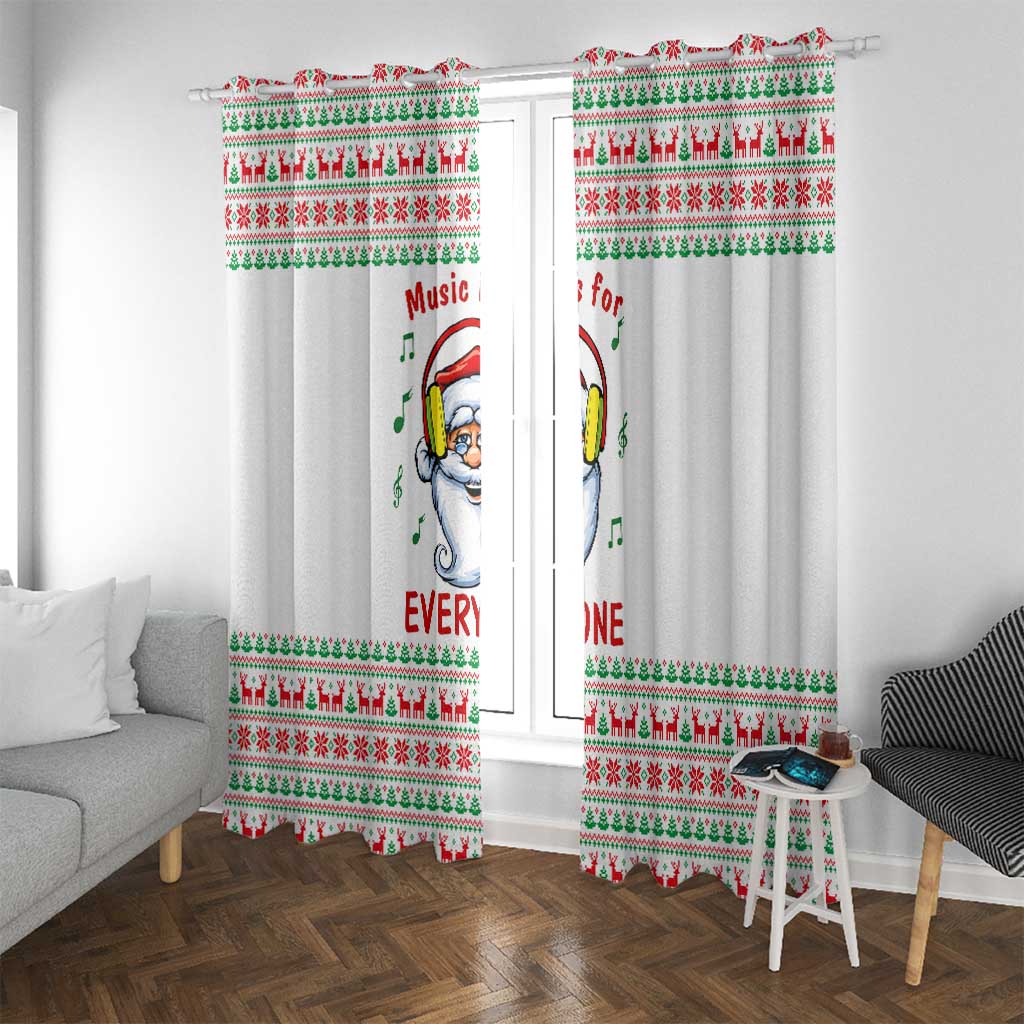 Funny Santa Music Is For Everyone Christmas Window Curtain Xmas Holiday Patterns - Wonder Print Shop
